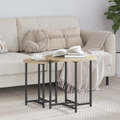 vidaXL Side Table Set of 2 in Sonoma Oak Wood and Metal