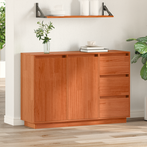 vidaXL Sideboard with Drawer with Storage with Door Brown Solid Pine wood