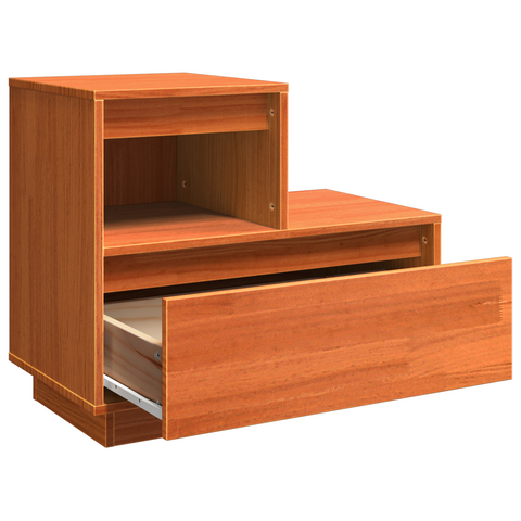 vidaXL Bedside Cabinet with Drawer Wax brown Solid pinewood