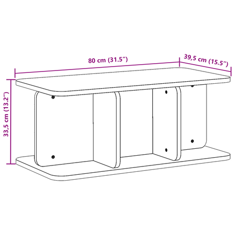vidaXL Coffee Table White 80 x 39.5 x 33.5 cm Solid pine wood