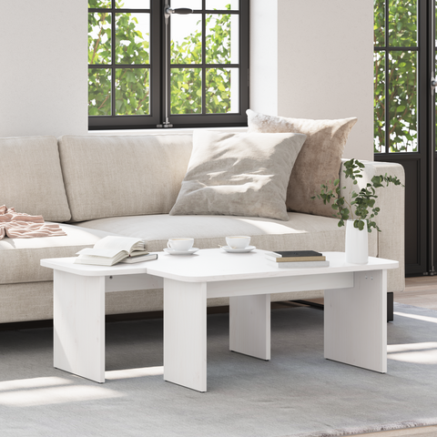 vidaXL Coffee Table 2 pcs White Solid pine wood