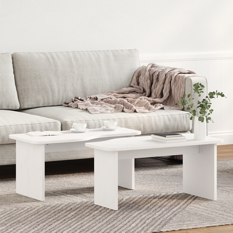 vidaXL Coffee Table 2 pcs White Solid pine wood