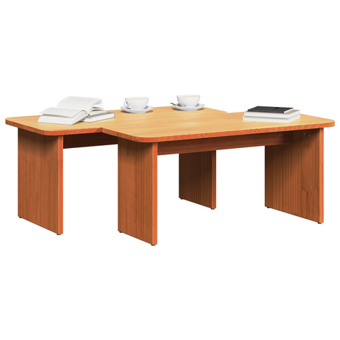 vidaXL Coffee Table 2 pcs Wax brown 100 x 69 x 35.5 cm Solid pine wood