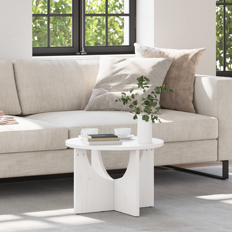 vidaXL Coffee Table White 50 x 50 x 35 cm Solid pine wood