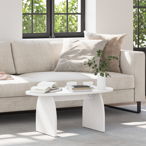 vidaXL Coffee Table White 80 x 40 x 35 cm Solid pine wood