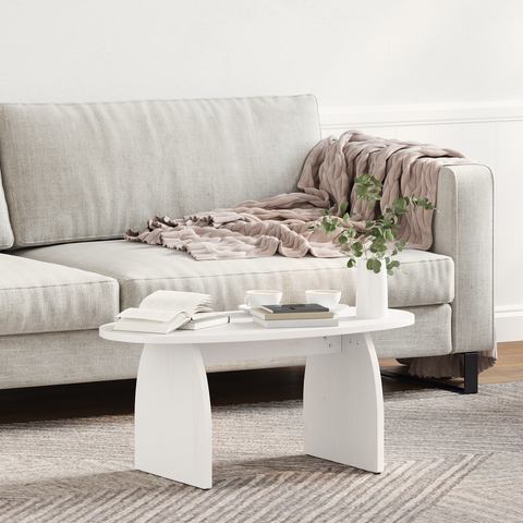 vidaXL Coffee Table White 80 x 40 x 35 cm Solid pine wood