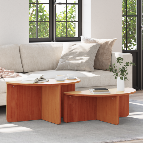 vidaXL Coffee Table 2 pcs Wax brown 79 x 39.5 x 40 cm Solid pine wood