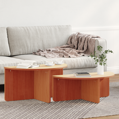 vidaXL Coffee Table 2 pcs Wax brown 79 x 39.5 x 40 cm Solid pine wood