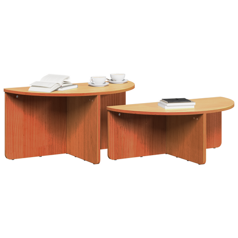 vidaXL Coffee Table 2 pcs Wax brown 79 x 39.5 x 40 cm Solid pine wood