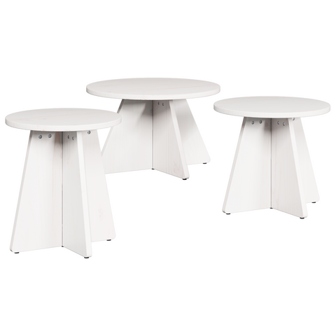 vidaXL Coffee Table Set 3 pcs White Solid pine wood