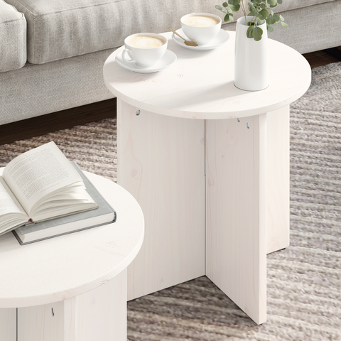 vidaXL Coffee Table Set 2 pcs White Solid pine wood