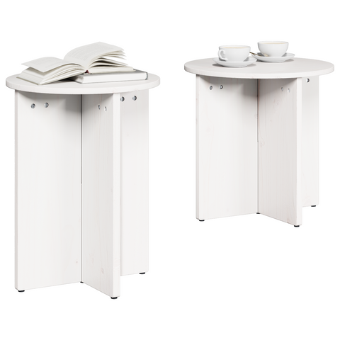 vidaXL Coffee Table Set 2 pcs White Solid pine wood