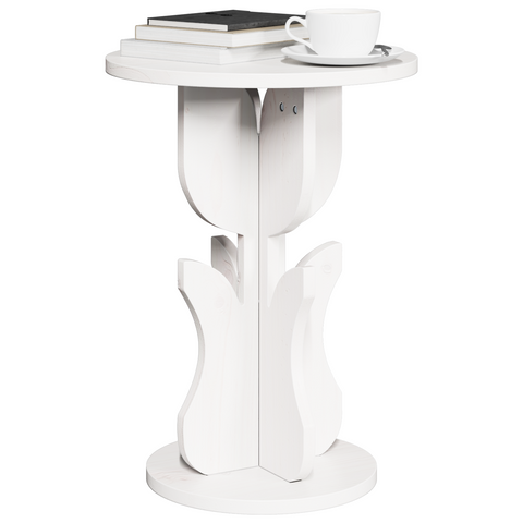 vidaXL Side Table White Solid pine wood