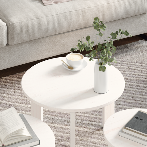 vidaXL Coffee Table Set 3 pcs White Solid pine wood