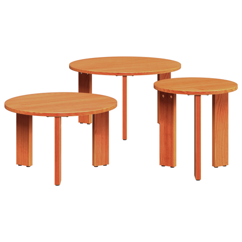 vidaXL Coffee Table Set 3 pcs Wax brown Solid pine wood