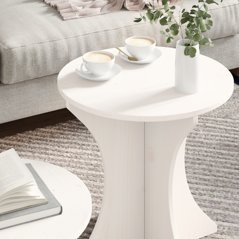 vidaXL Coffee Table Set 2 pcs White Solid pine wood