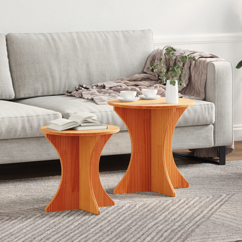 vidaXL Coffee Table Set 2 pcs Brown Solid pine wood