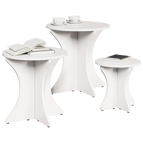 vidaXL Coffee Table Set 3 pcs White Solid pine wood
