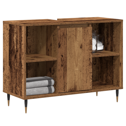 vidaXL Rustic Bathroom Vanity Old Wood Solid Wood Medium Storage