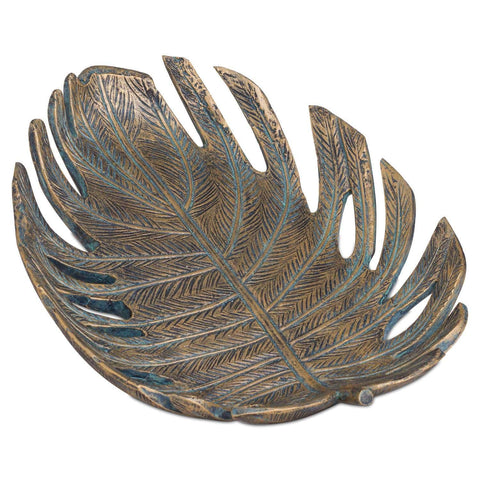 Antique Bronze Cheese Plant Leaf Dish Accessories Hill Interiors 
