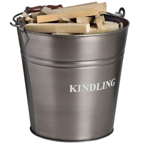 Antique Pewter Kindling Bucket Accessories Hill Interiors 