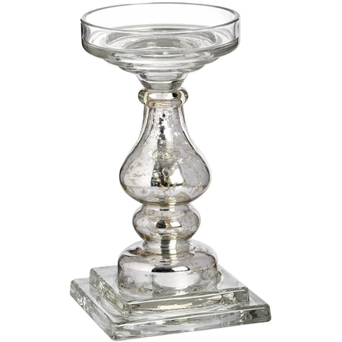 Antique Silver Glass Candle Column Accessories Hill Interiors 