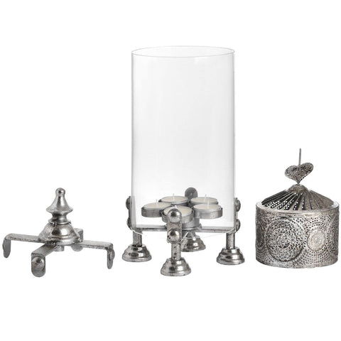 Antique Silver Heart Lantern Spinner Accessories Hill Interiors 