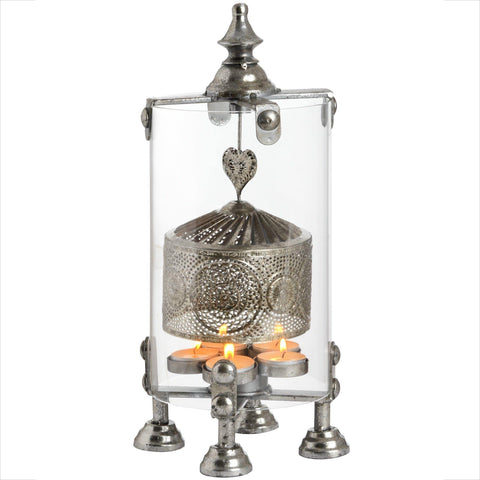 Antique Silver Heart Lantern Spinner Accessories Hill Interiors 