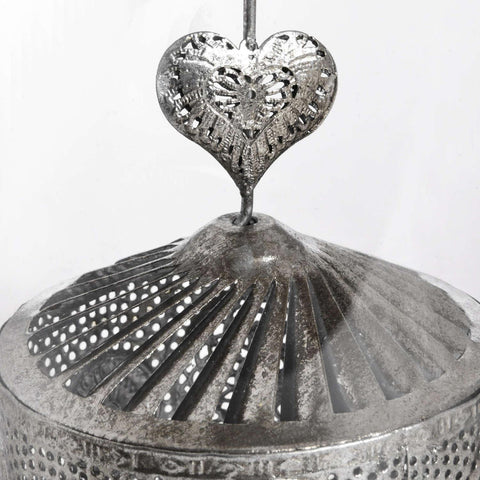 Antique Silver Heart Lantern Spinner Accessories Hill Interiors 