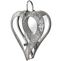 Antique Silver Heart Mirrored Tealight Holder in Large Accessories Hill Interiors 