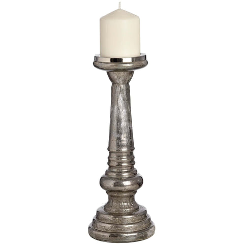 Antique Silver Mercury Glass Candle Stand Accessories Hill Interiors 