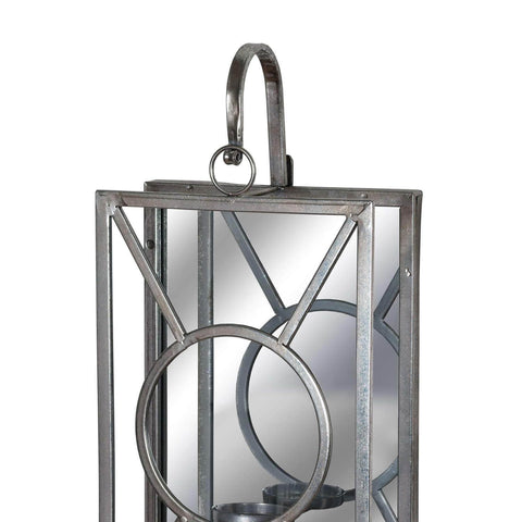 Antique Silver Rectangle Mirrored Tealight Holder Accessories Hill Interiors 