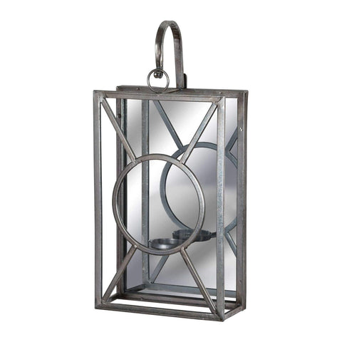 Antique Silver Rectangle Mirrored Tealight Holder Accessories Hill Interiors 