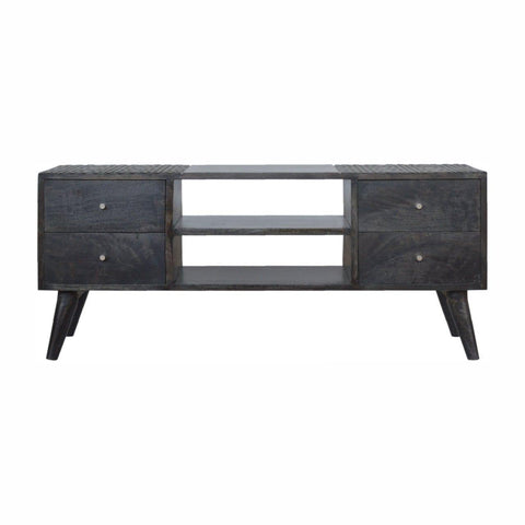 Ash Black 4 Drawer Media Unit Living Artisan Furniture 