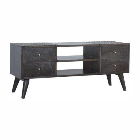 Ash Black 4 Drawer Media Unit Living Artisan Furniture 