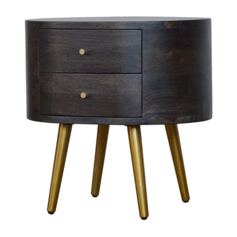 Ash Black Bedside with Brass Legs Sleeping Artisan Furniture 