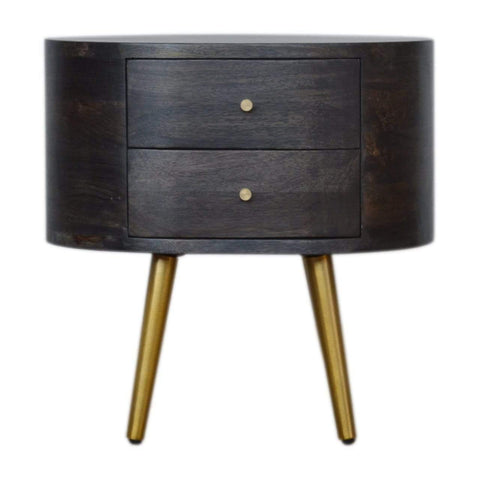 Ash Black Bedside with Brass Legs Sleeping Artisan Furniture 