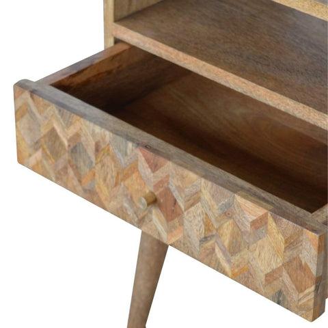 Assorted Oak-ish Bedside with Open Slot Sleeping Artisan Furniture 
