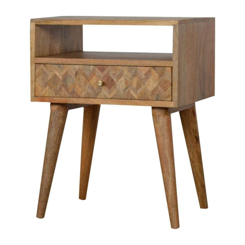 Assorted Oak-ish Bedside with Open Slot Sleeping Artisan Furniture 