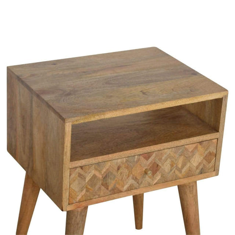 Assorted Oak-ish Bedside with Open Slot Sleeping Artisan Furniture 