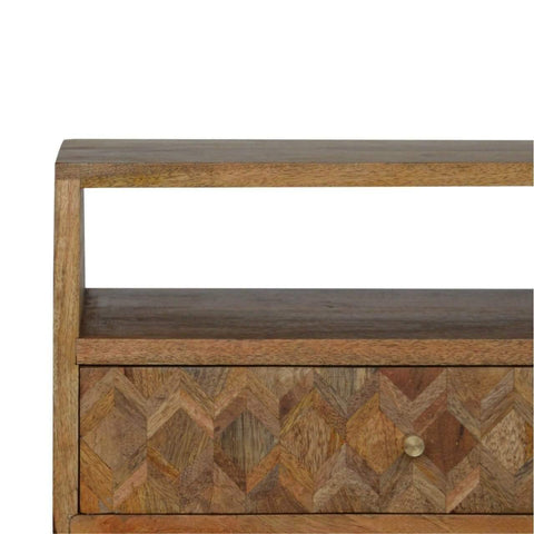 Assorted Oak-ish Bedside with Open Slot Sleeping Artisan Furniture 