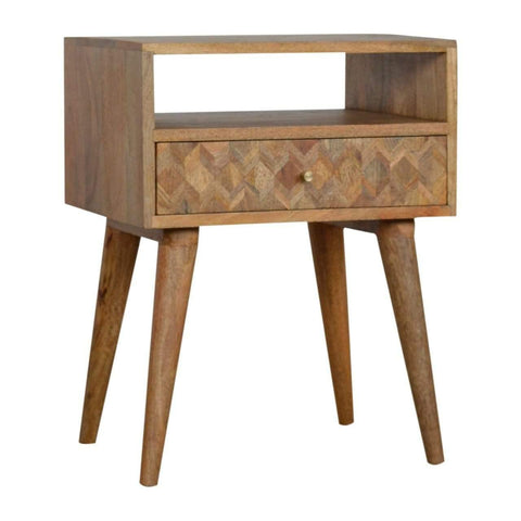 Assorted Oak-ish Bedside with Open Slot Sleeping Artisan Furniture 