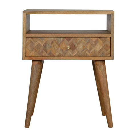Assorted Oak-ish Bedside with Open Slot Sleeping Artisan Furniture 
