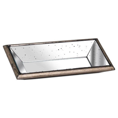 Astor Distressed Mirrored Display Tray With Wooden Detailing Accessories Hill Interiors 