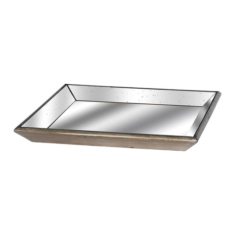 Astor Distressed Mirrored Square Tray With Wooden Detailing Accessories Hill Interiors 