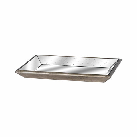 Astor Distressed Mirrored Tray With Wooden Detailing Accessories Hill Interiors 