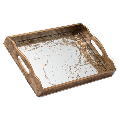 Augustus Large Mirrored Tray With Marbling Effect Accessories Hill Interiors 