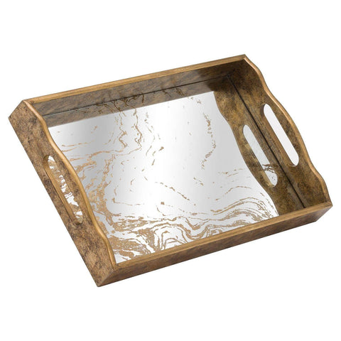 Augustus Mirrored Tray With Marbling Effect Accessories Hill Interiors 