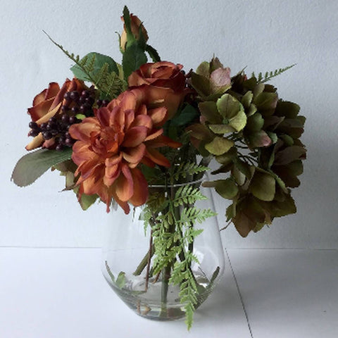 Autumnal Arrangment In Glass Vase Accessories Hill Interiors 