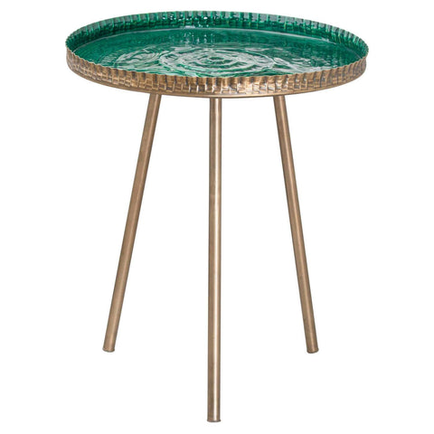 Aztec Collection Brass Embossed ceramic Dipped Side Table Living Hill Interiors 